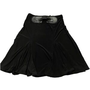 Vintage Belted Black Midi Skirt by Daniel Laurent